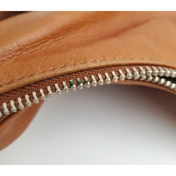 G Series by Cole Haan Saddle Leather and Silver Mirror Mesh Hobo Purse Handbag - Picture 8 of 16